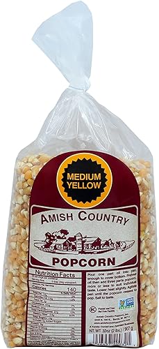 Amish Country Popcorn Bolsa de 2 libras  Palomitas de maíz amarillas medianas  Anticuado, sin OMG y sin gluten (amarillo medio - bolsa de 2 libras)