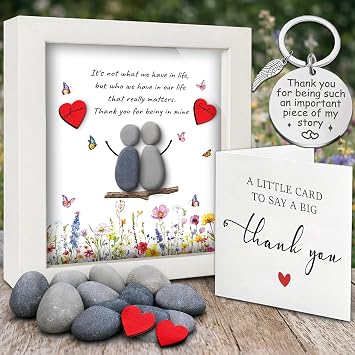 Bestfriend Gifts for Women, 5.5" Pebble Art Bestie Frame Wall Art, Thank You Soul Sister Keychain, Appreciation Birthday Friendship Gifts for Sisters, BFF, Besties, Friends, Valentines Day Decor S93-55