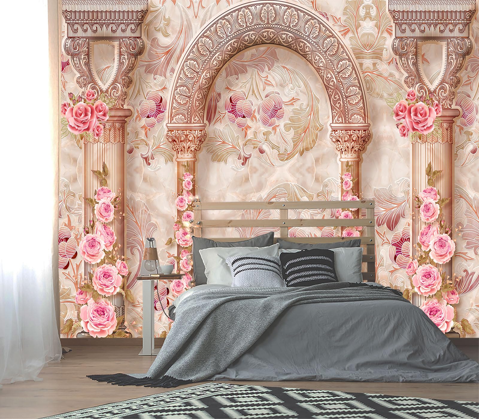 Photo 1 of XMPMBM Floral Fabric Wallpaper Mural - 88" W x 59" H (36 sq ft)