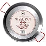 12 inch Carbon Steel Paella Pan, 30cm Polished Steel Large Skillet From Spain, Great for Paella Parties Indoors, Outdoors, Camping & More, Imported Spanish Paellera, Made by Garcima