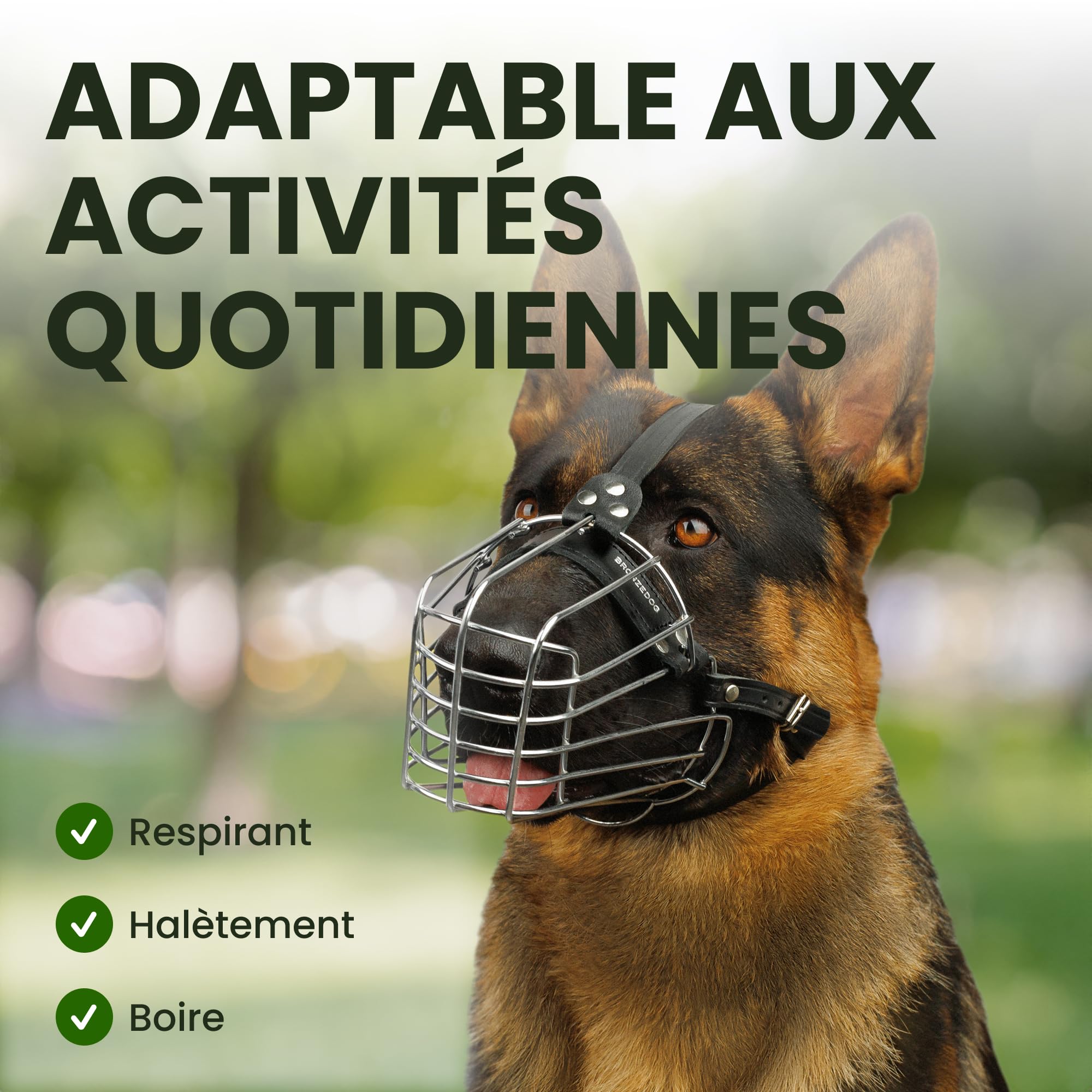 BRONZEDOG Muselière pour Chien en Fil de Fer - Berger Allemand pour Chiens de Taille Moyenne et Grande - Panier en métal Durable pour Mordre, mâcher et aboyer (L)