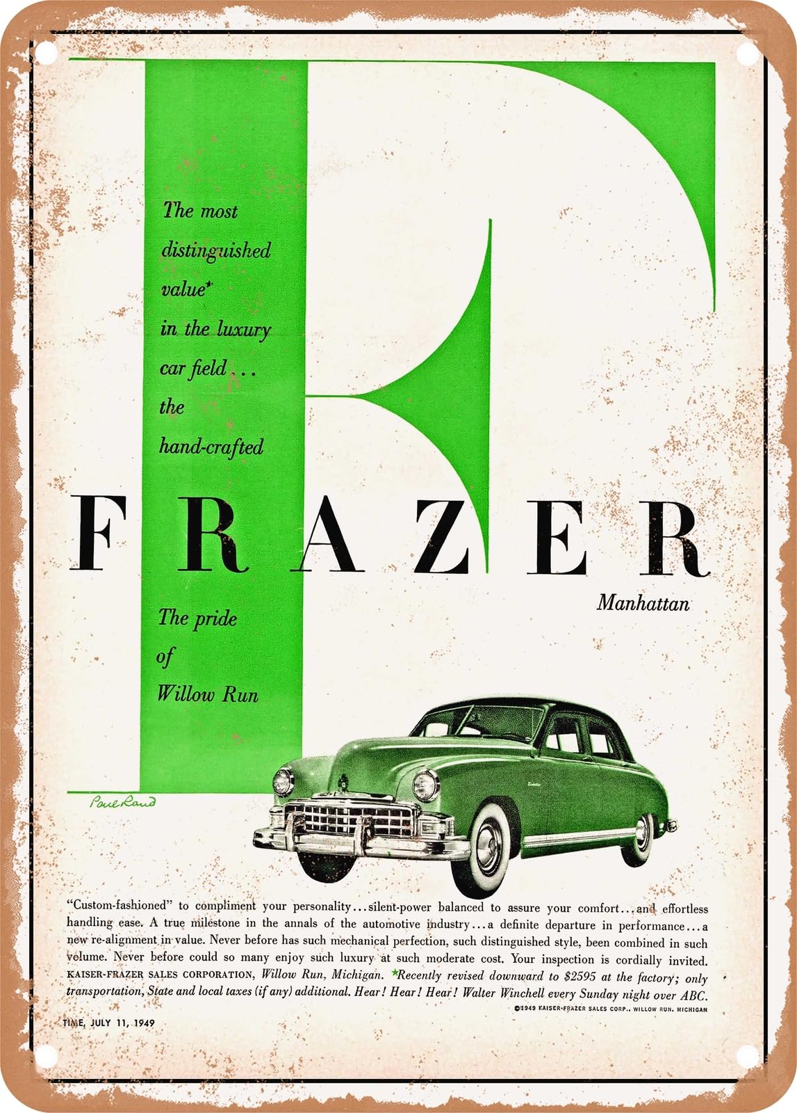 Miaomansenstore Metal Sign - 1949 Frazer Manhattan Vintage Ad Home Decor