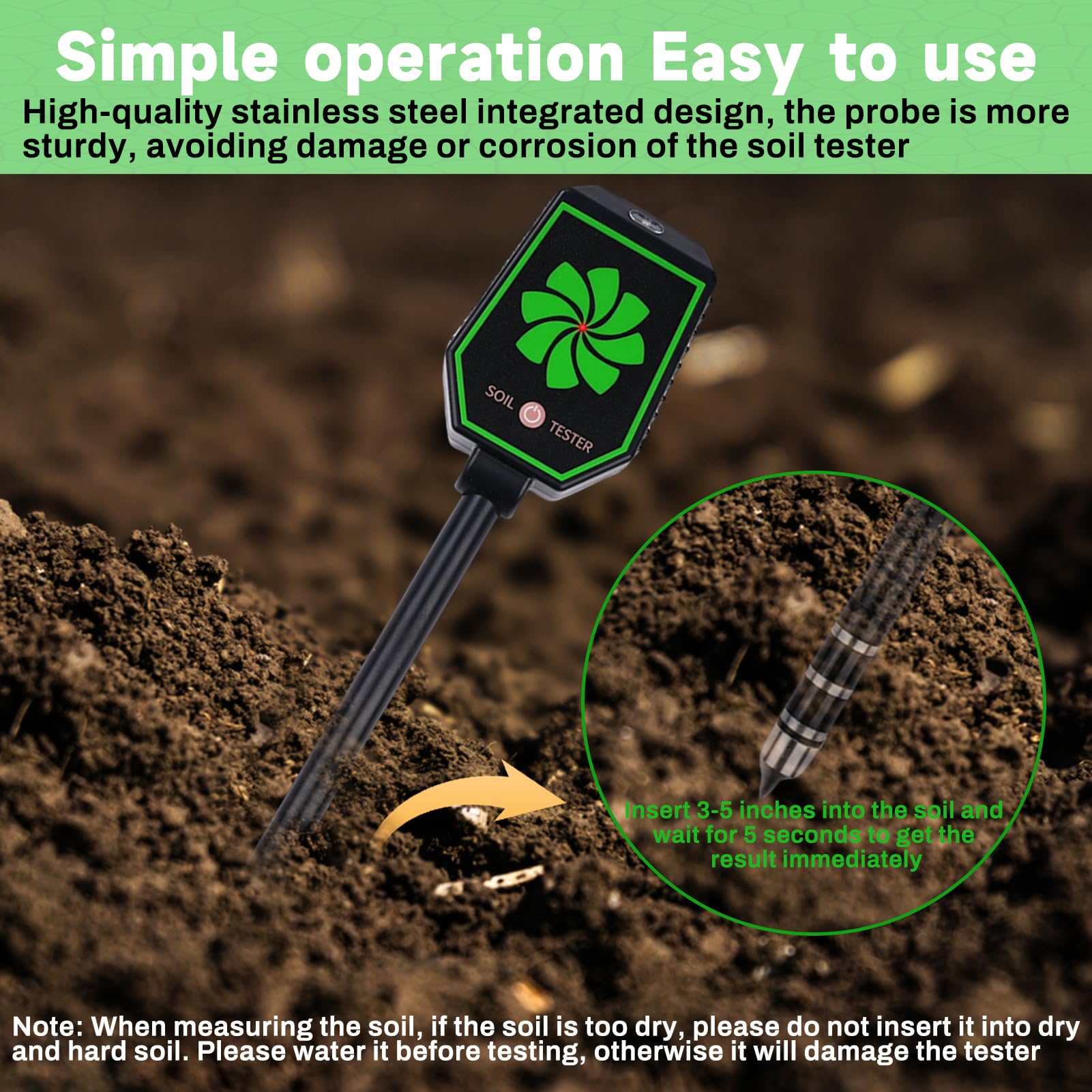 8 In1 Testeur ph Sol Testeur humidité Plante Hygrometre Plante PH/EC/salinité/fertilité/température de l'air/température du Sol/lumière/humidité du Sol Se connecte à l'application Mobile.