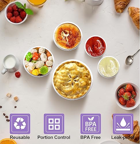 Miniatura 8 de Paquete de 16 recipientes de almacenamiento de alimentos de varios tamaños con tapas, 2 onzas, 5 onzas, 10 onzas, 18 onzas), irrompibles sin BPA,