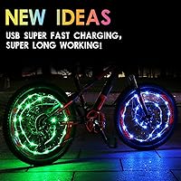 Vista 2 de Luces LED para rueda de bicicleta, paquete de 2 neumáticos, luces de bicicleta recargables por USB con baterías incluidas, las mejores luces