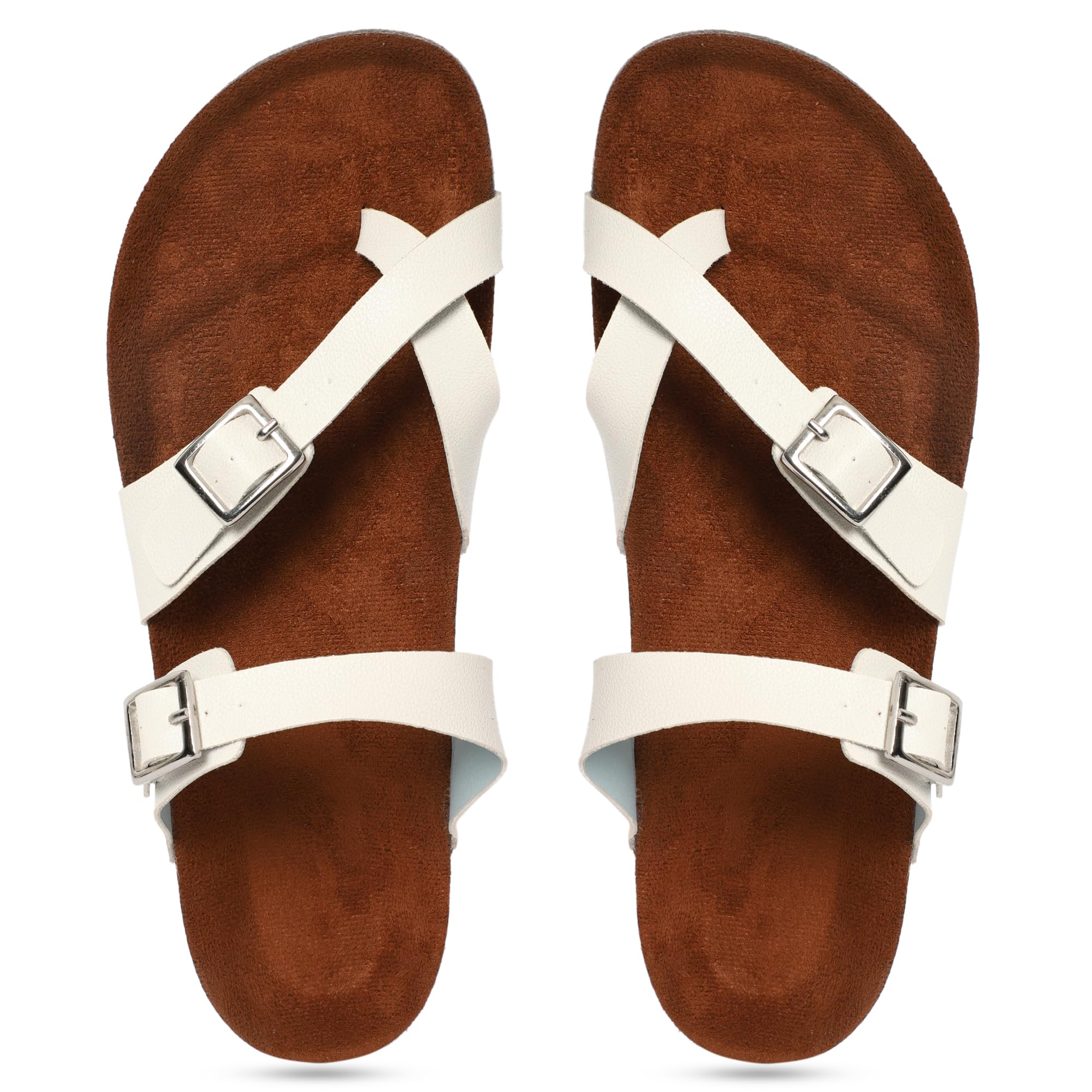 MOZAFIA White Solid Synthetic Leather Comfortable Stylish with Open Toe Casual Flat Sandals & Flip Flops for Women (WSLP-SK-2304-903-White-41) (B0CQD2HFCZ) Amazon Price History, Amazon Price Tracker