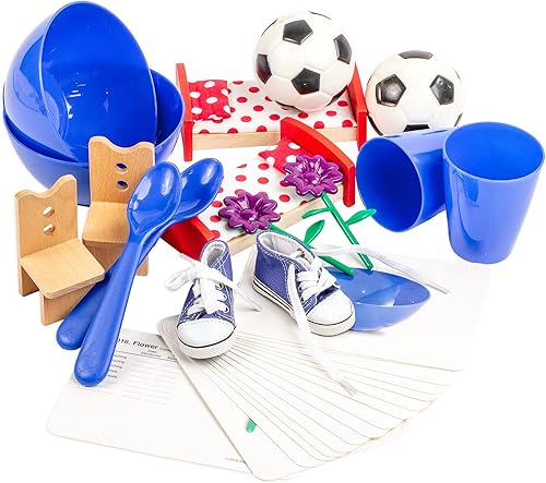 Miniatura 4 de Materiales de aprendizaje Language Builder - Juego de 4 cajas de tarjetas flash de sustantivo 3D 2D y figuras de juguete realistas, vocabulario,