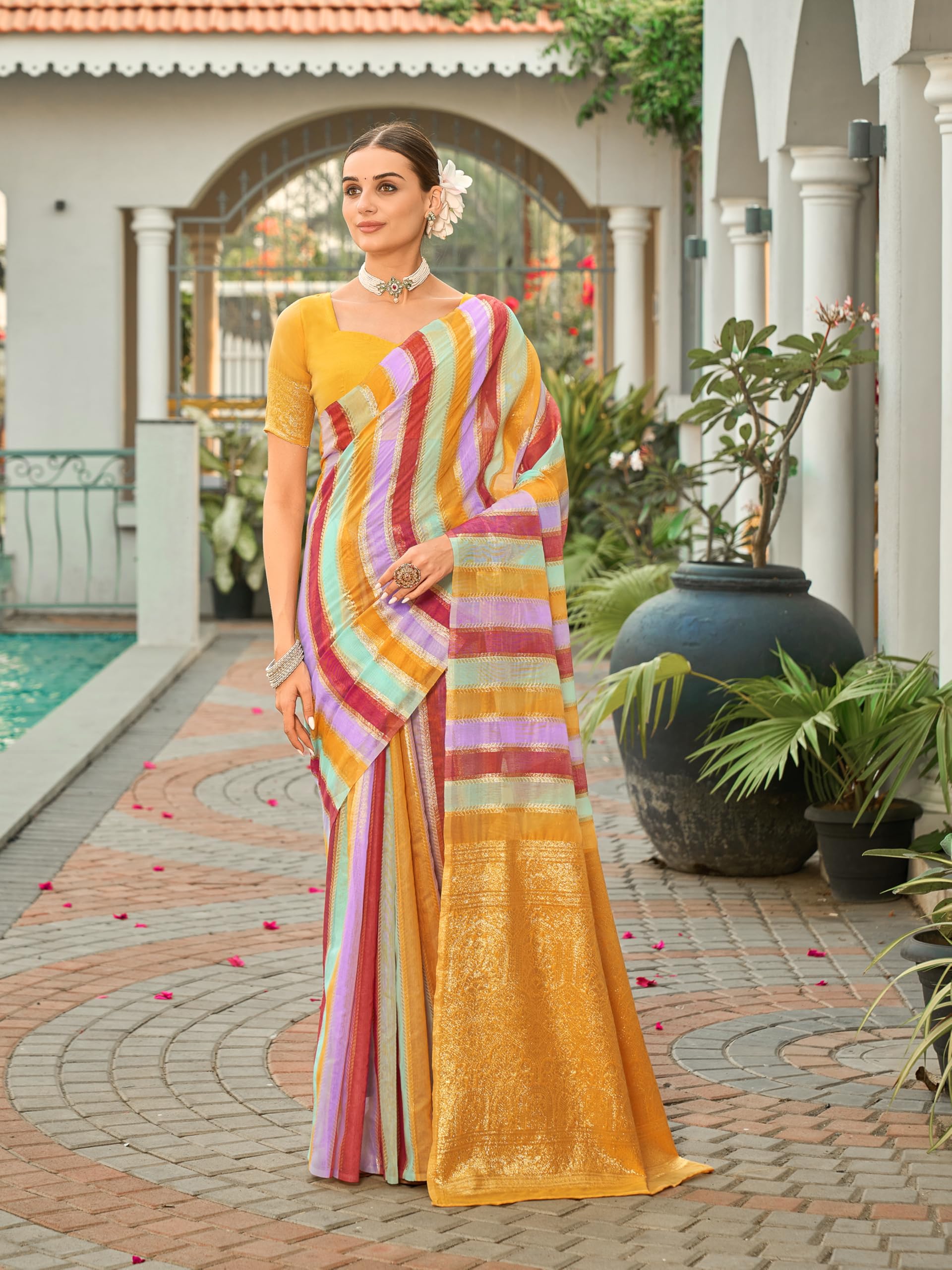 Glory Sarees Women's Sambalpuri Woven Jacquard Cotton Silk Saree With Blouse Piece (Sambalpurisarees101_Orange)