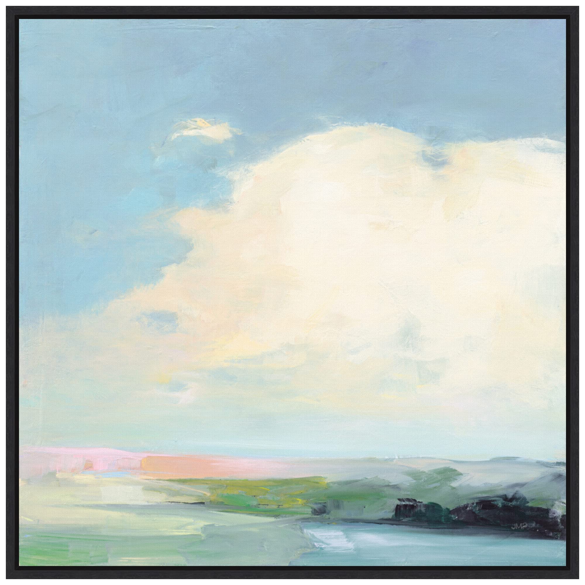 Amanti Art Framed Canvas Wall Art 22x22 Colorful Horizon II Bright by Julia Purinton, Framed Wall Art Canvas, Abstract Artwork, Modern Decor, Medium Poster Painting for Living Room, Bedroom, Bathroom