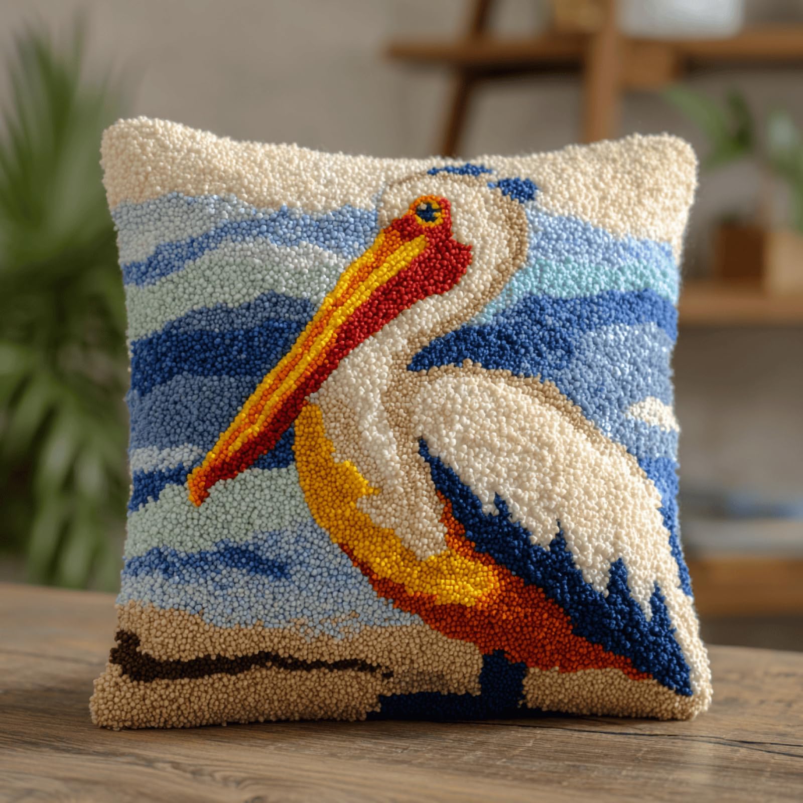 kitphoenix Latch Hook Cushion Kit for Adults Pelican