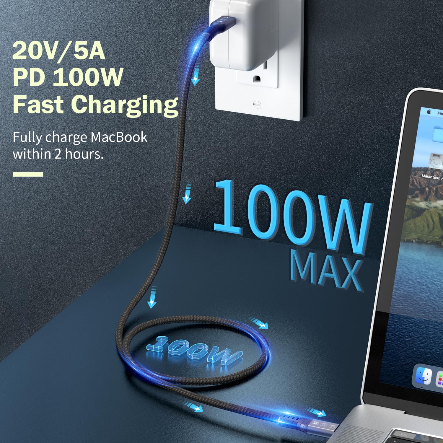 PfirstDa Cavo USB C a USB C (20Gbps), 0.5m 100W 20V/5A Ricarica Rapida Cavo USB Type-C 3.2 Gen2x2 Supporta La Trasmissione Video 4K@60Hz, Per PS5, Laptop, Cellulare, Hub, Docking Station