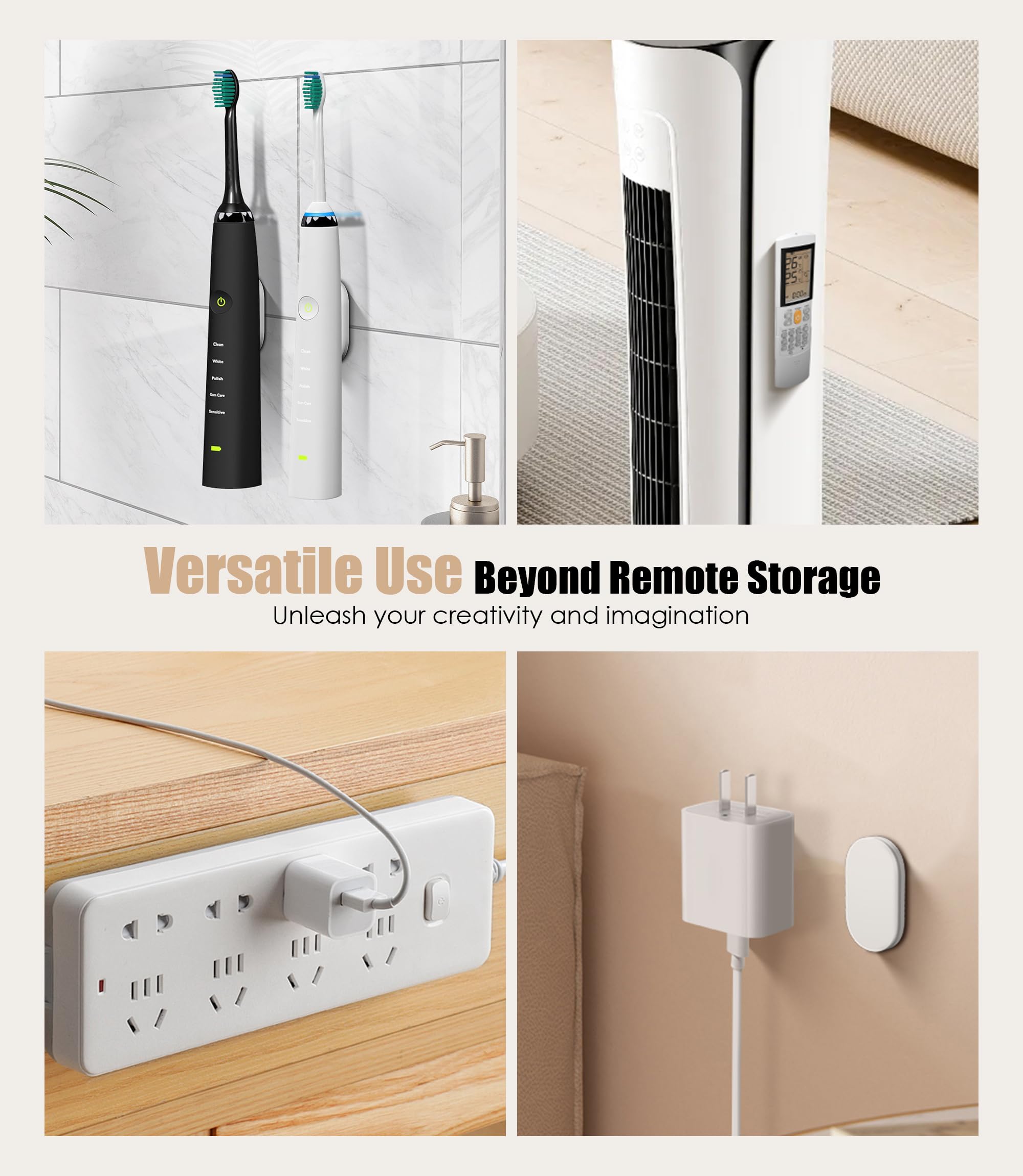 6Pack Magnetic Remote Control Holder Wall Mount, No Drill-White — Amazon image 6