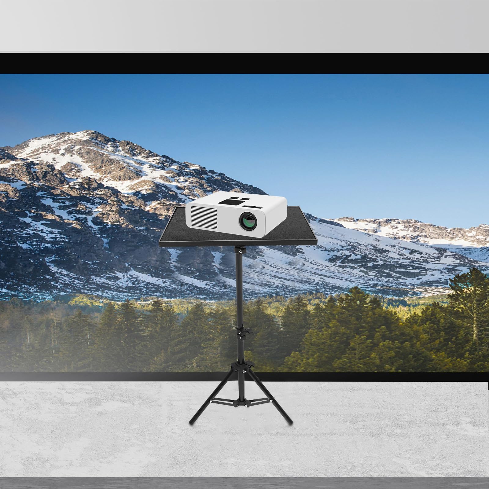 Angoily Trípode para Proyector Plegable Ajustable, Soporte de Abs y Metal, Bandeja para Portátil, Estantería Multifuncional para Cine en Casa y Reuniones de Oficina