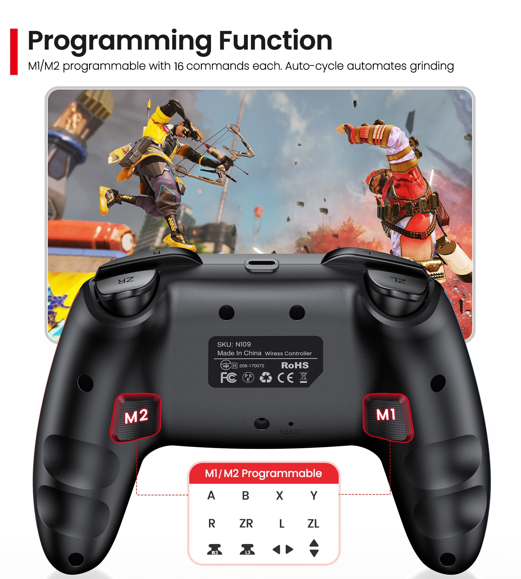 Wireless Pro Controller für Switch 2/Switch 1/Lite/OLED/Android/IOS/PC, Gamepad mit Programmierbar/6-Achsen Gyroskop/Dual Vibration/Turbo/1000mAh Akku, Ergonomisch Gestalteter Präzise Joystick