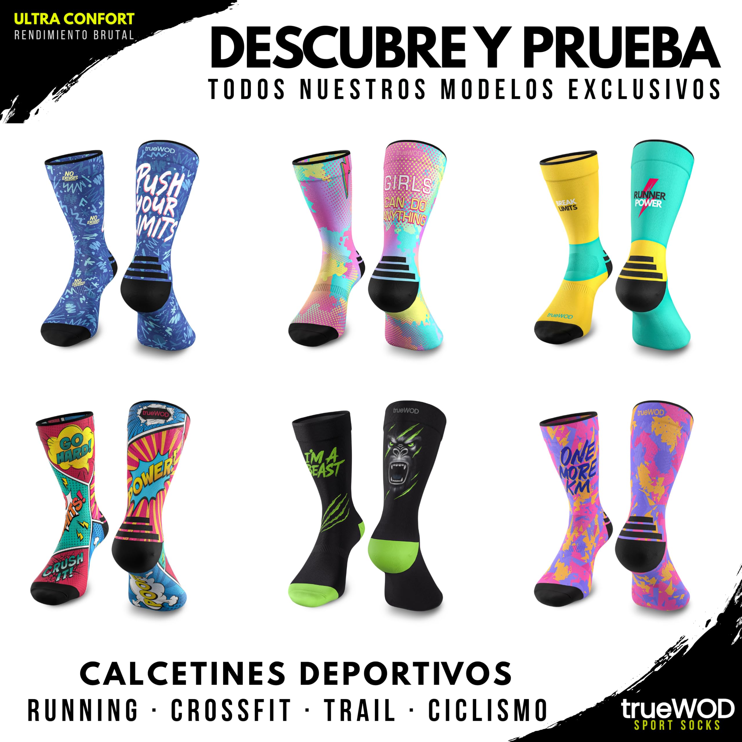 trueWOD Running Socks Men Women Crossfit Cycling Trail Running Padel Running Socks Sport Fun Anti-Blister Seamless Compression Breathable Lightweight Resistant — view 7