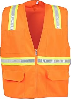 Safety Depot Safety Vest High Visibility Reflective Tape 8038A (Orange, Medium)
