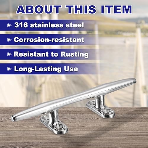 Miniatura 2 de uxcell Base abierta para lancha de 6 pulgadas, 4 tacos de muelle de acero inoxidable 316, accesorios de amarre, incluye tornillos de instalación