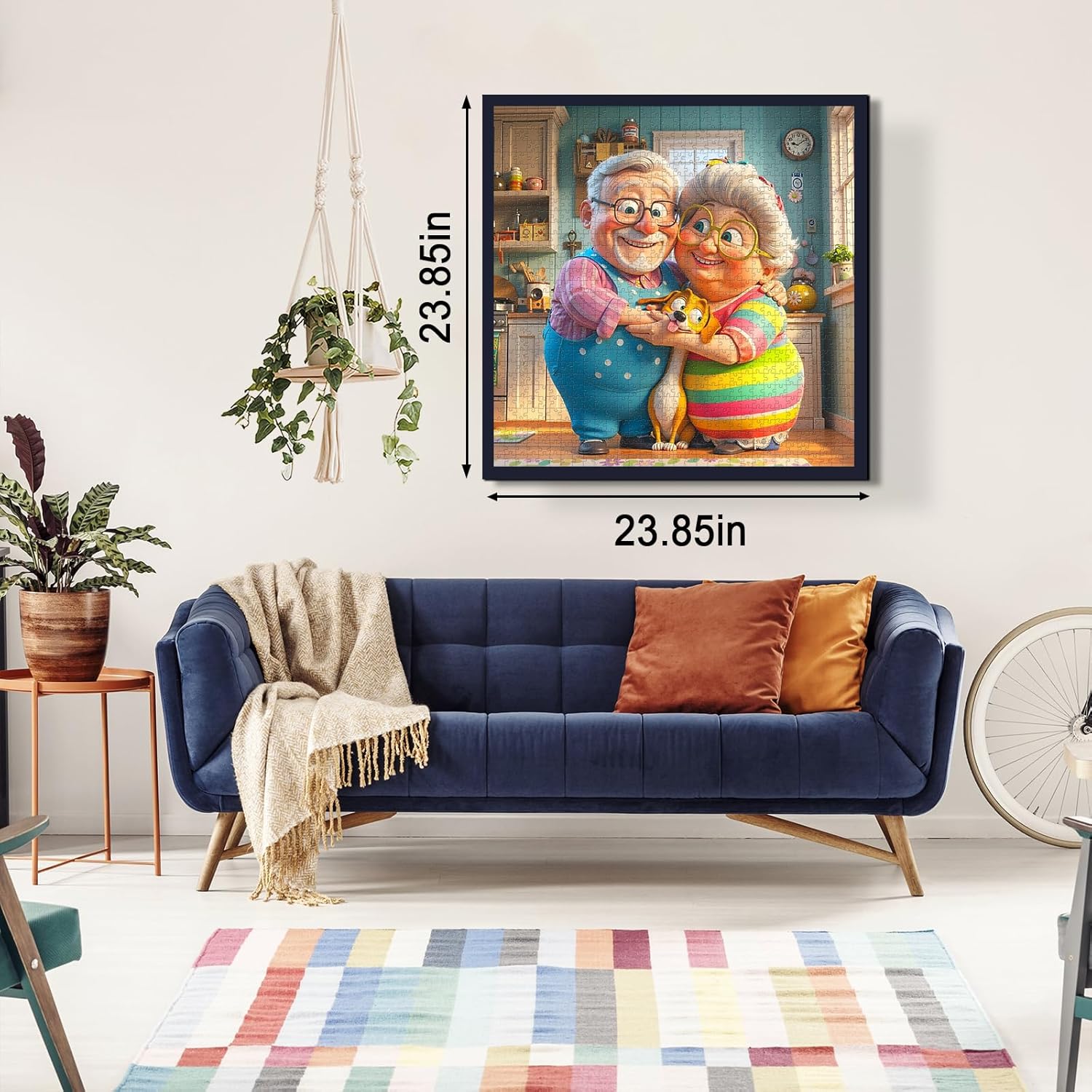 Elderly Couple Love Puzzles for Adults 1000 Pieces, Happiness Grandpa Grandma Jigsaw Puzzle, Funny Kitchen Valentines Dog Puzzles as Home Decor