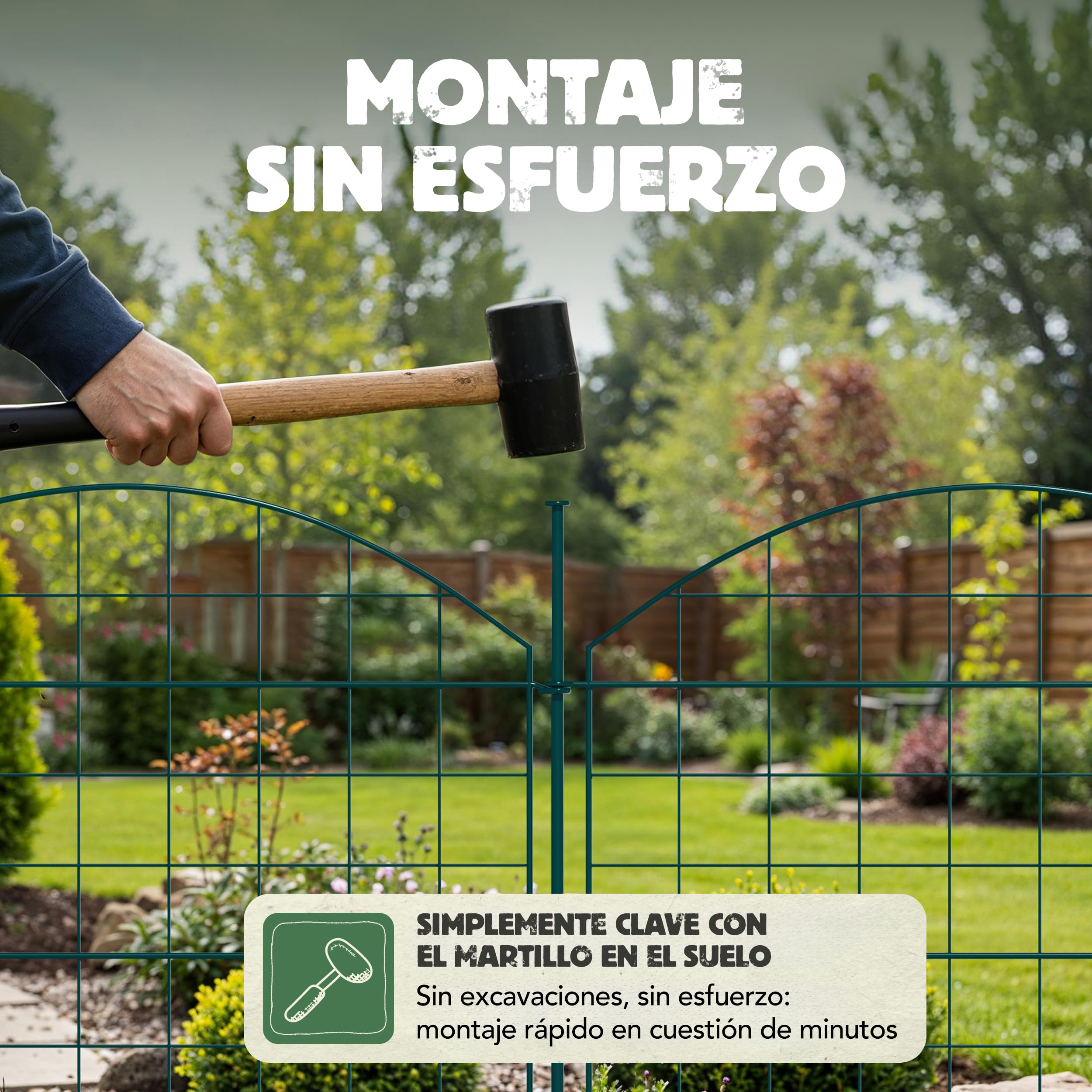 LAINFELD Juego completo de valla para estanque, 10 elementos de vallas de metal con postes, valla de piscina para niños, valla de jardín para enchufar flexible