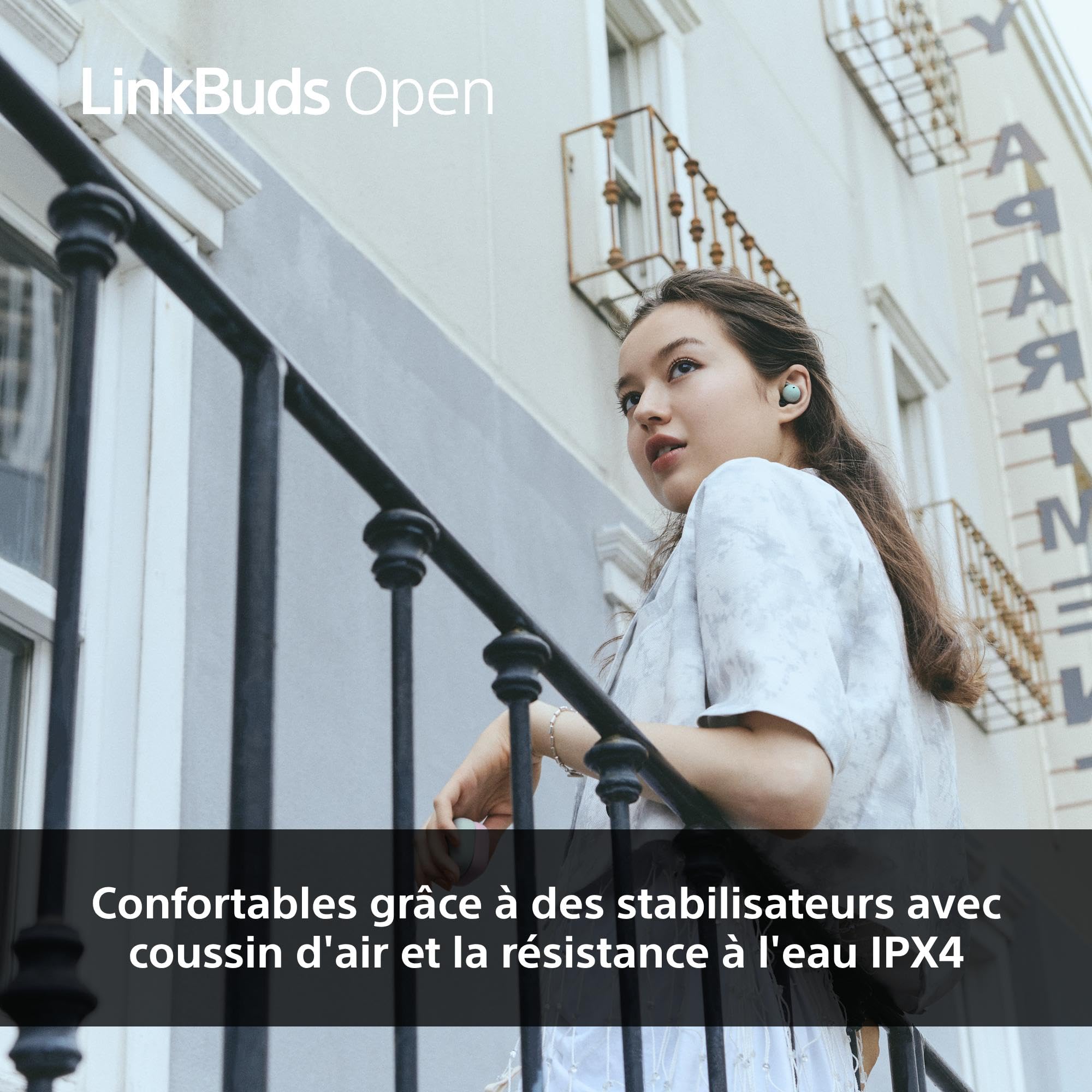Sony LinkBuds Open - Ecouteurs Ouverts Bluetooth sans Fil - Son Transparent, Confortables, 4, 8g, Haute qualité sonore, IPX4, Connexion multipoint, Batterie 22h, iOS et Android - Blanc