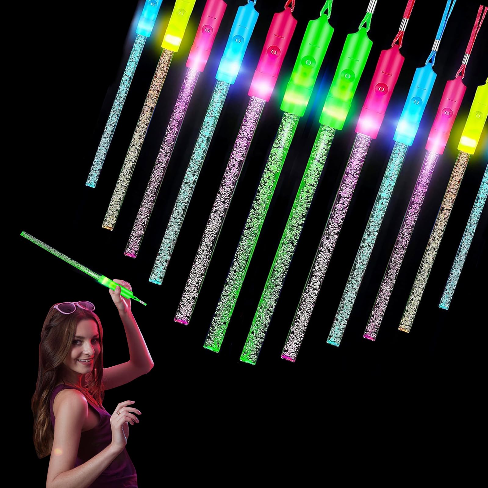 Bastoncini luminosi a LED colorati RGB LED Glow Foam Stick luminoso lampeggiante Cheer Sticks Birthday Bar fornure per feste di matrimonio  15