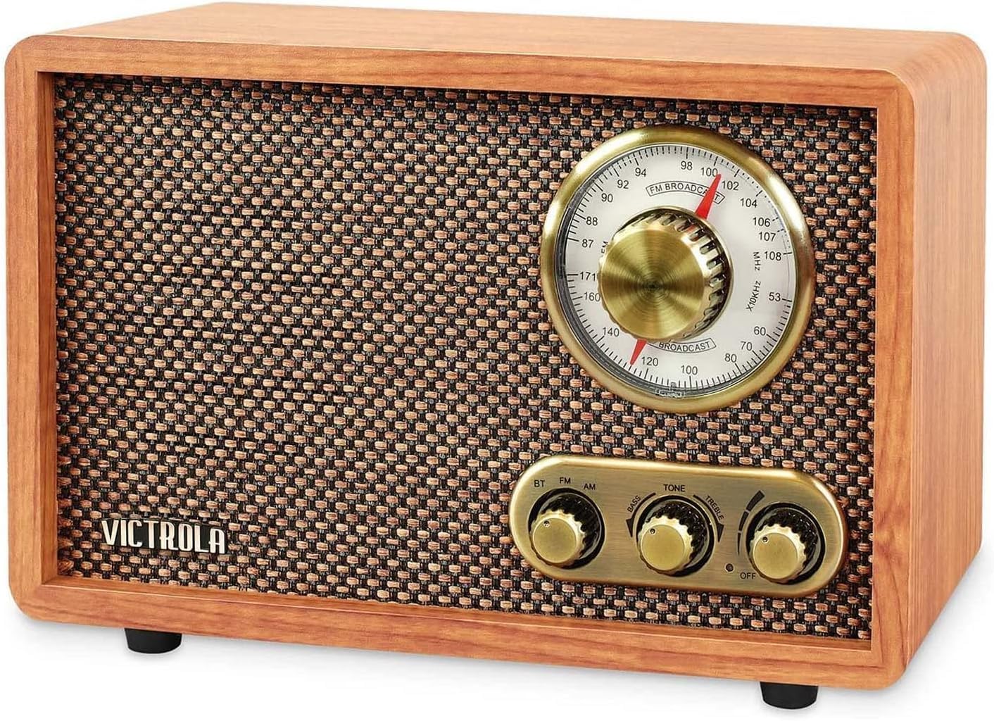 Victrola Retro Wood Bluetooth FM/AM Radio with Rotary Dial, Walnut