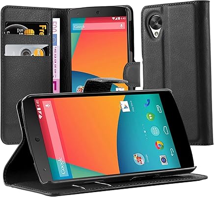 Cadorabo Carcasa para Motorola Nexus 5?Funda en Phantom Negro Funda con Tarjetero Y Funci?n Atril Case Cover Carcasa Funda Book Style Phantom de Negro