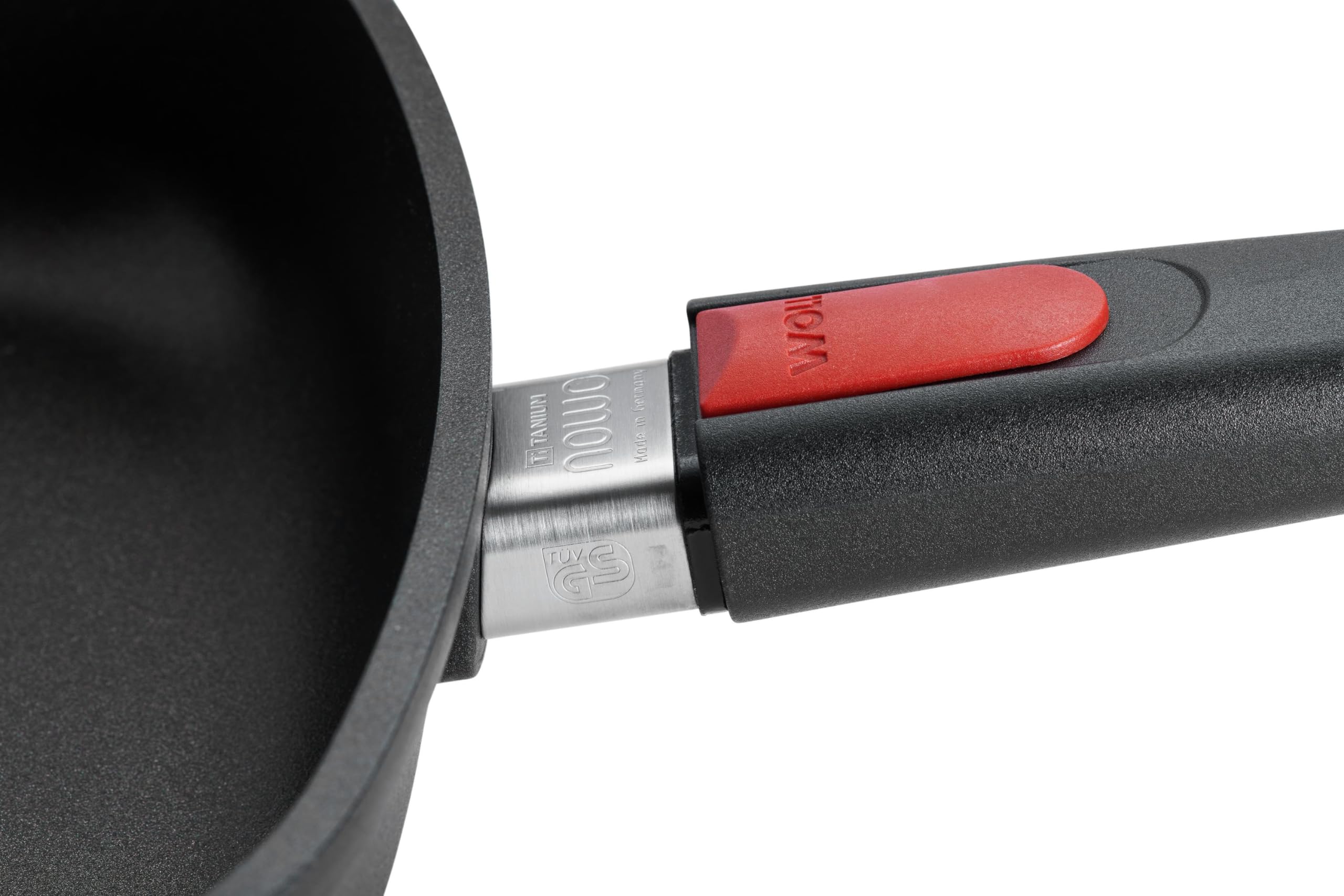 Woll – Nowo Titanium Guss-Pfanne 28×28 cm viereckig mit Deckel – 3,3 l, Aluguss, Antihaft (Titan-Diamant), abnehmbarer Stiel, backofenfest bis 300 °C – für alle Herdarten