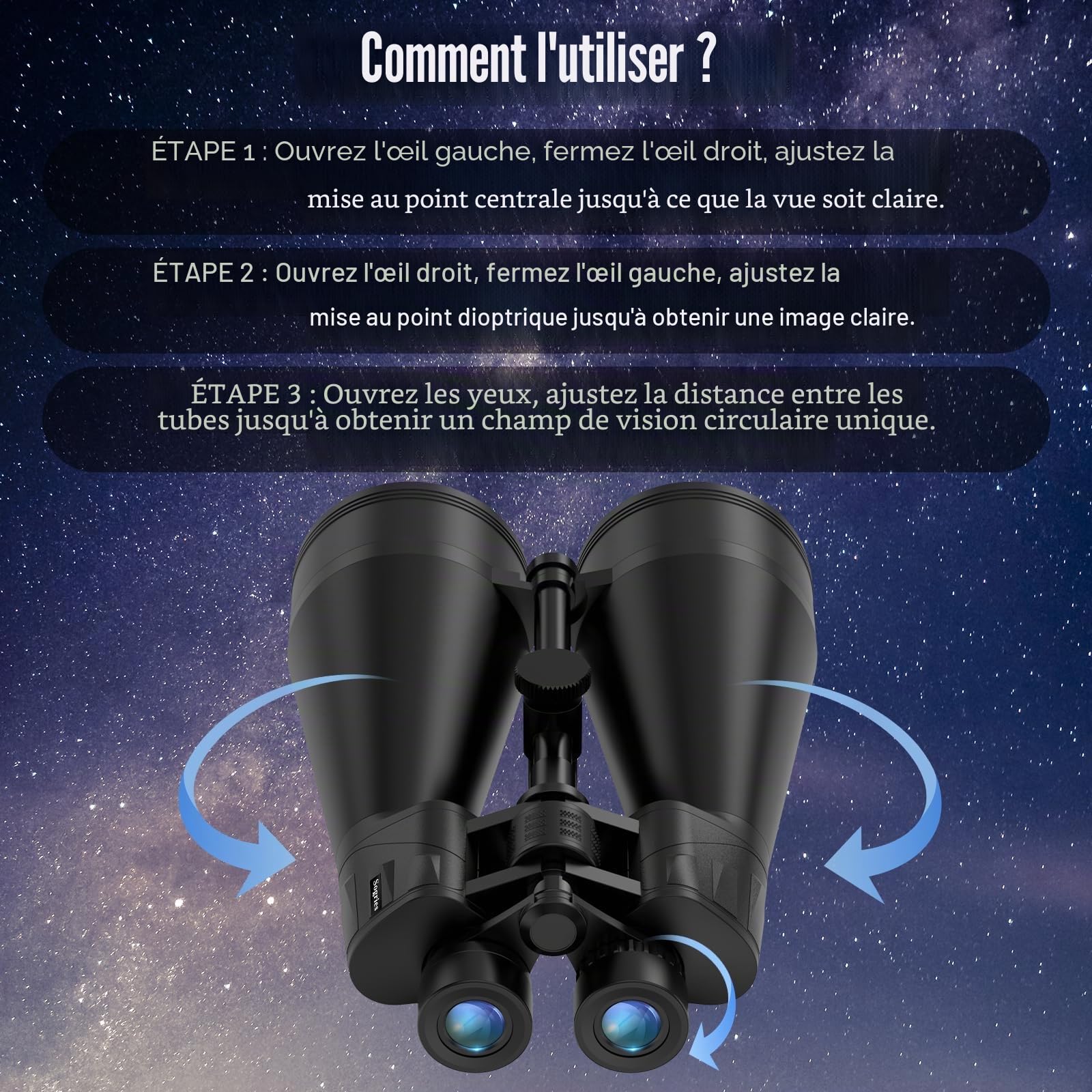 Jumelles 20x80 Adultes BAK4 FMC pour Astronomie avec Trépied | Observation du ciel et de la nature | Image lumineuse | Usage stable | Étui inclus