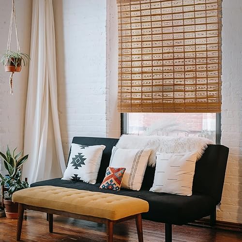 MOOD Persianas de bambú personalizadas Giirl Persianas romanas de bambú inalámbricas para ventanas y puertas (tejido natural), giro de arce MOOD Persianas de bambú personalizadas Giirl Persianas romanas de bambú inalámbricas para ventanas y puertas (tejido natural), giro de arce