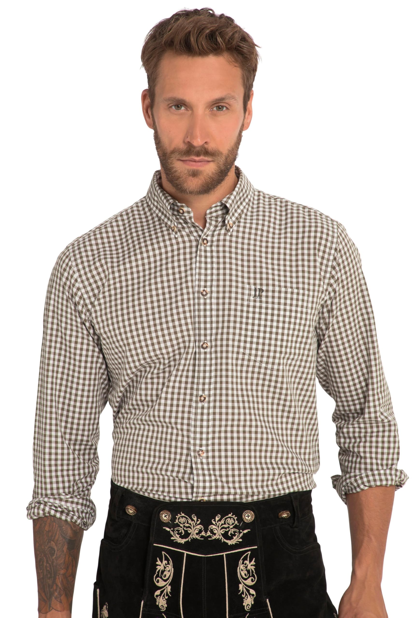 JP 1880 Herren große Größen Übergrößen Menswear L-8XL Karohemd, Tracht, Langarm, Buttondown-Kragen, Modern Fit 748509