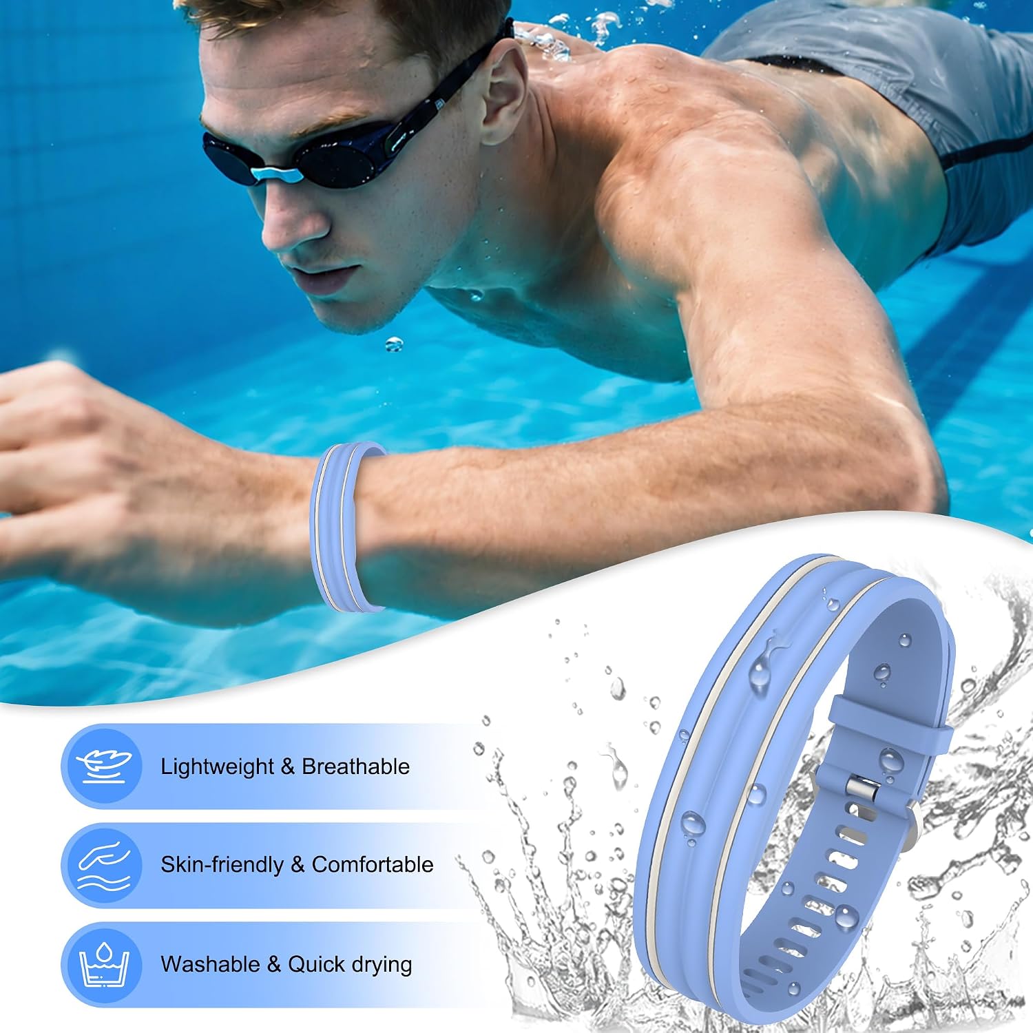 2 Pack Silicone Band for Google Fitbit Air Replacement Strap, Soft Breathable Waterproof, Adjustable Sport Loop Wristband Compatible with Fitbit Air Fitness Tracker for Men Women image 4