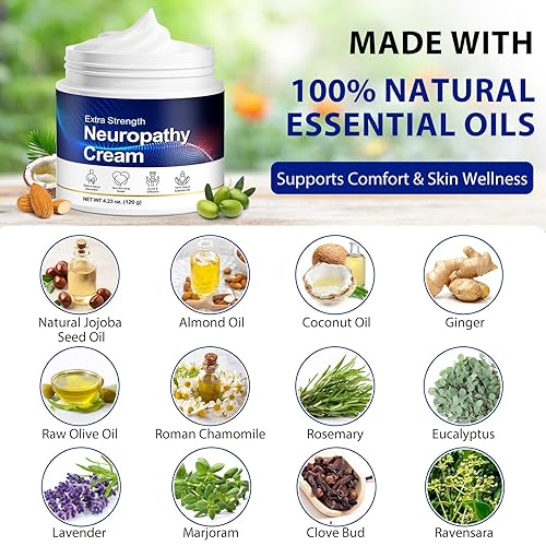 Miniatura 4 de FANSHI Crema neuropatía extra fuerte, crema reconfortante para los nervios con aceites naturales, de absorción rápida, crema hidratante no grasa