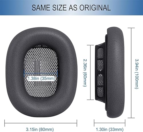 Miniatura 7 de GEVO Almohadillas de repuesto mejoradas para auriculares Apple AirPods Max, almohadillas de cuero de proteína, almohadillas para los oídos con Gris