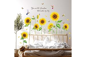 DECOWALL Sunflowers with Butterflies Wall Decals