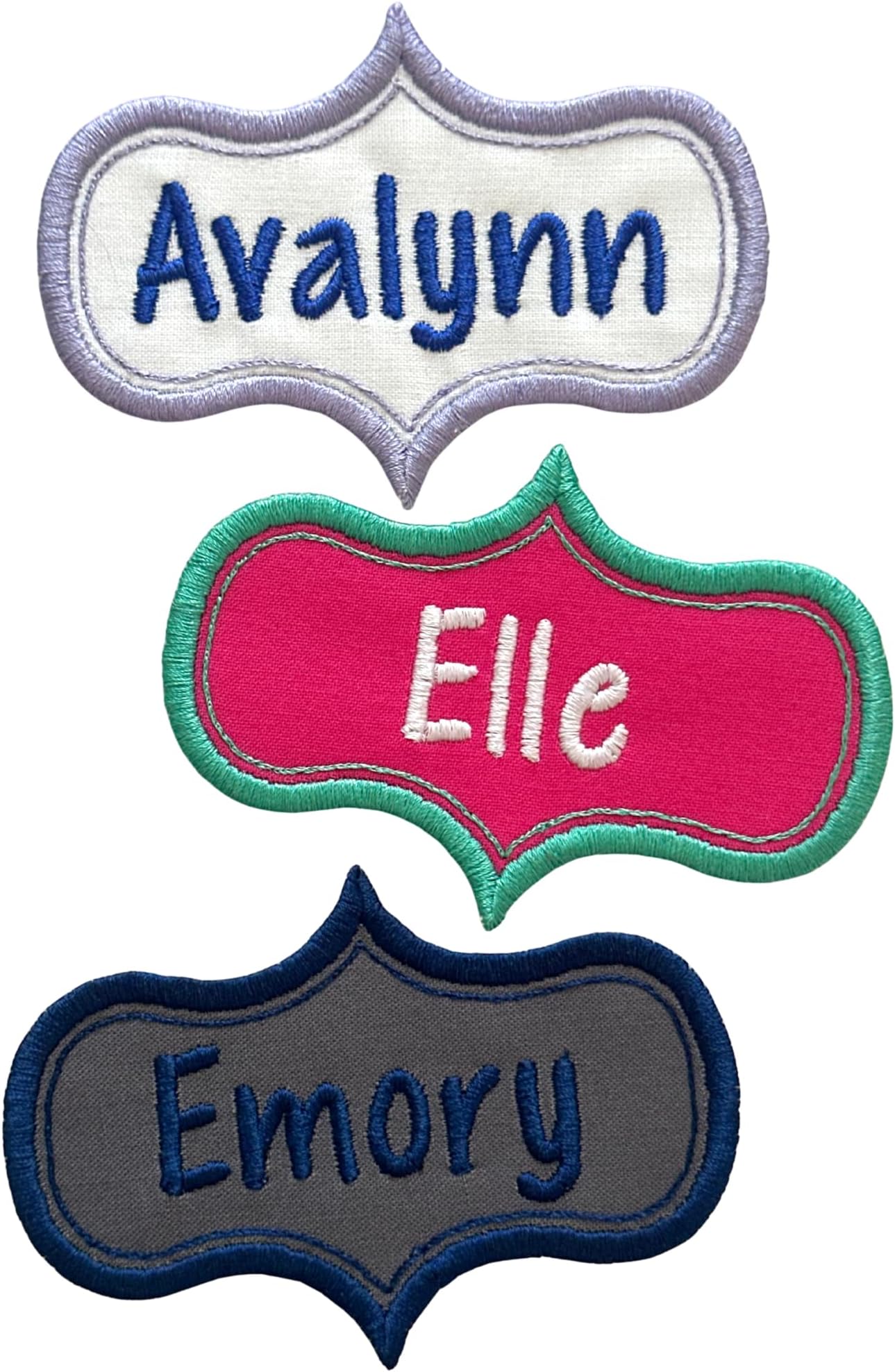 Custom Iron On Elegant Name Patch - Choose Your Colors(1 Patch) | custom made, personalized, choose your colors, iron on backing, name patch
