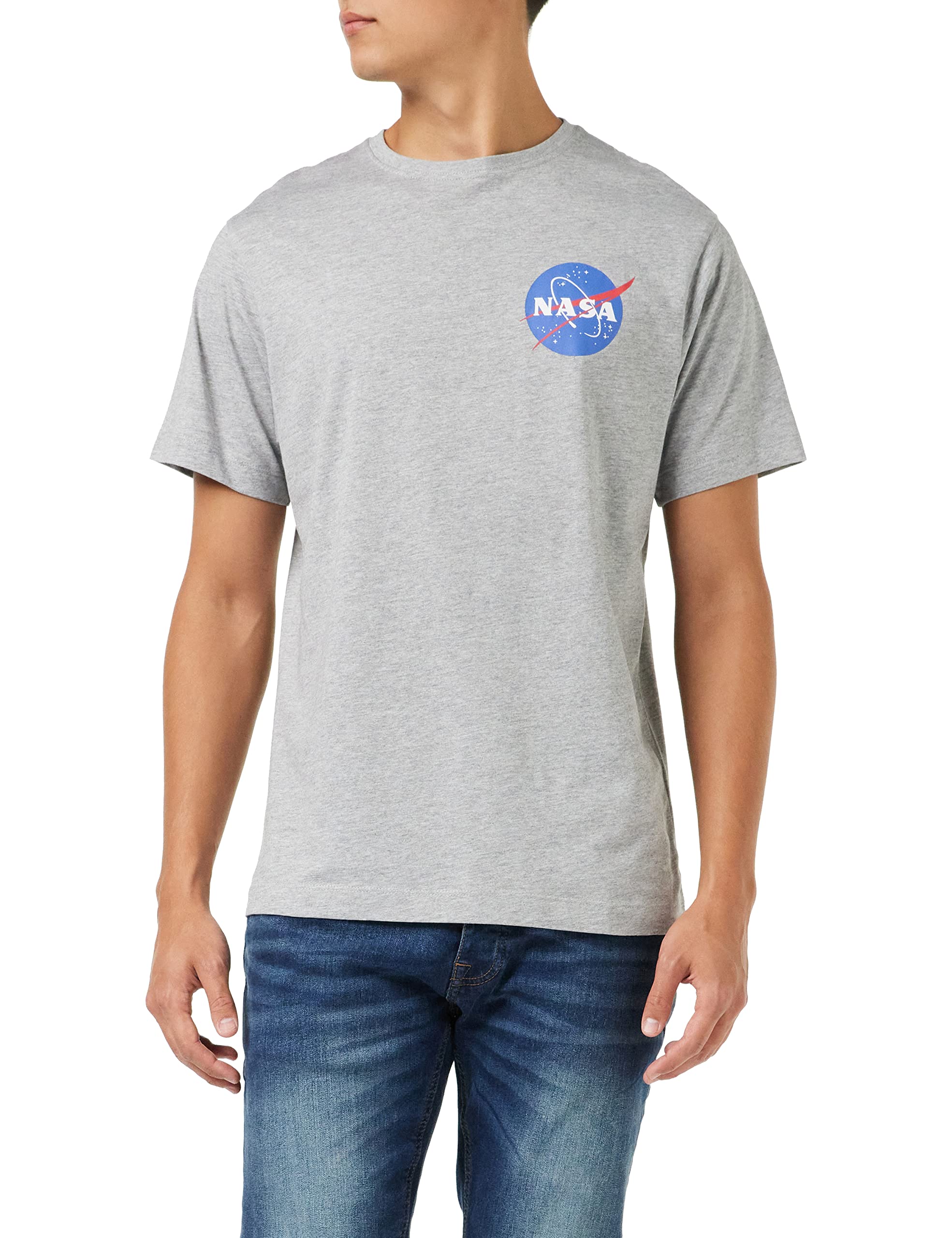 Nasa Men's CORE Logo Regular Fit Crew Neck Short Sleeve T - Shirt, Grey (Sports Grey SPO), Small (Manufacturer Size:Small)