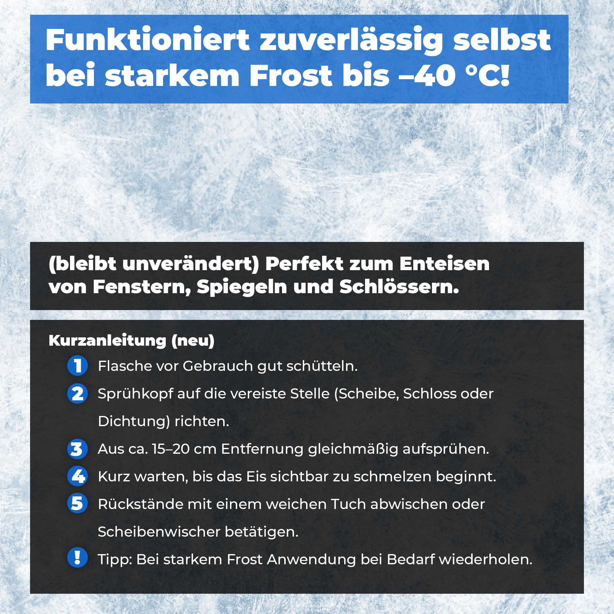 44 x 5L Scheibenenteiser Auto bis –40 °C – Enteiser für Autoscheiben, Türen & Schlösser – Entfernt EIS & Reif in Sekunden – Lack- & Dichtungsschonend – Made in EU