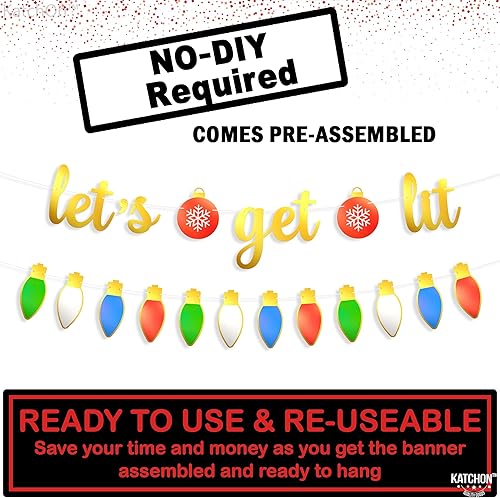 Miniatura 2 de KatchOn, Cartel navideño Lets Get Lit – 10 pies, 2 cuerdas | Cartel de fiesta de Navidad de aluminio para decoraciones de fiestas de vacaciones |