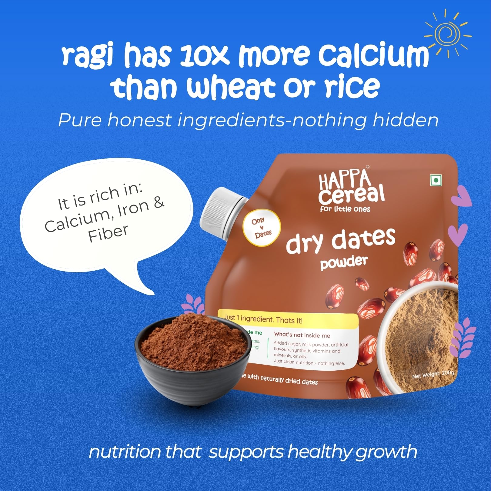 Happa Organic Dry Dates Powder | Natural Sweetener | Kharik Khajur Powder | Rich in Fibre and Minerals | No Preservatives | No Chemicals or Additives | Healthy Substitute for Refined Sugar | 200 grams 2
