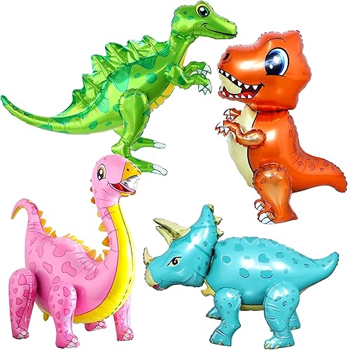 Miniatura 1 de KatchOn, Globos grandes de dinosaurio para fiesta de cumpleaños, paquete de 4, globos de dinosaurio para decoraciones de fiesta de dinosaurios,