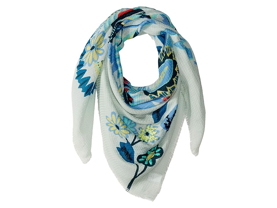 

Echo Design Leaf Paisley Embroidered Square Scarf (Sky) Scarves, Blue