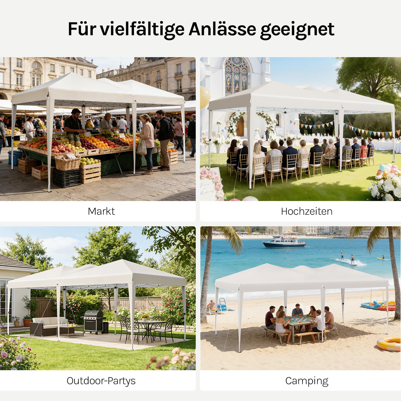 WOLTU Pavillon, mit 6 Seitenwänden, Faltpavillon 3x6 Pop Up, höhenverstellbarer wetterfest, mit Tragetasche UV-Schutz, für Outdoor Party Garten Camping, Beige