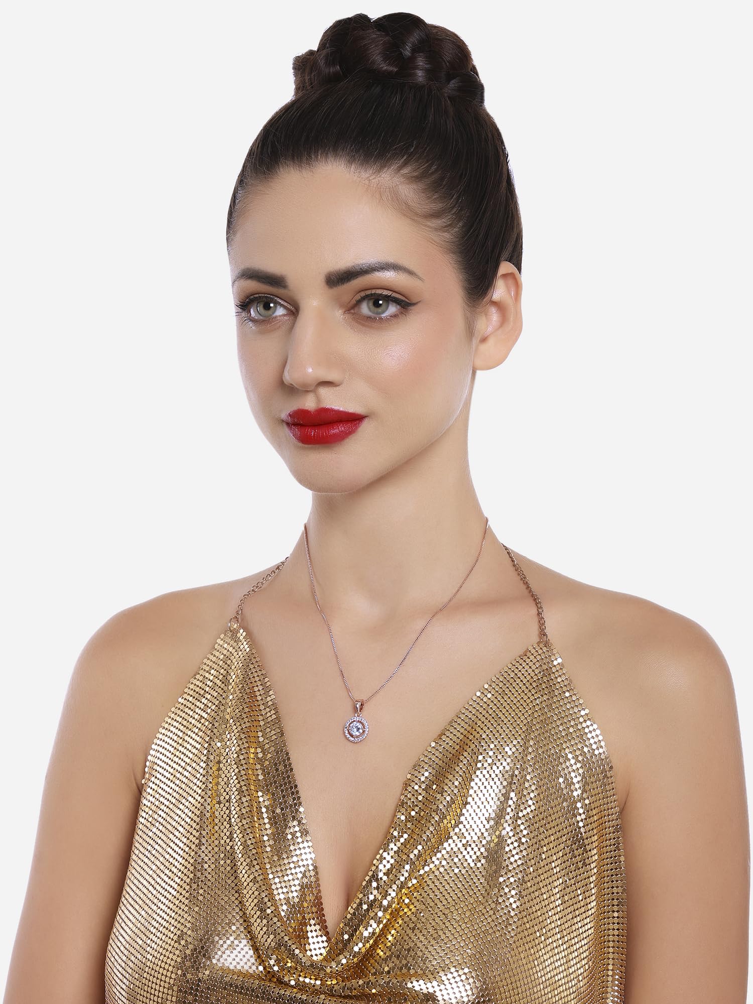 CZ Embellished Pendant & Chain - Women