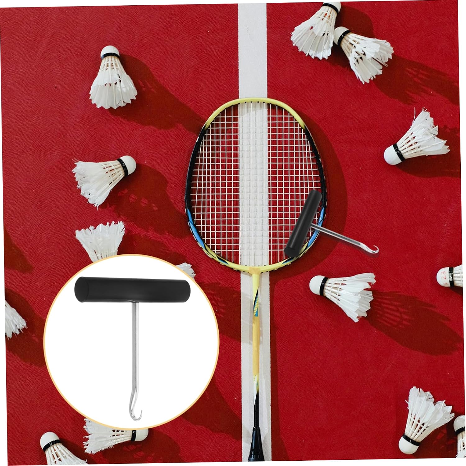 Badminton Tennis Racket Stringing Tool Pulling Machine Racquet Net Threading Hook Accessory for Sports Equipment Puller Maintenance
