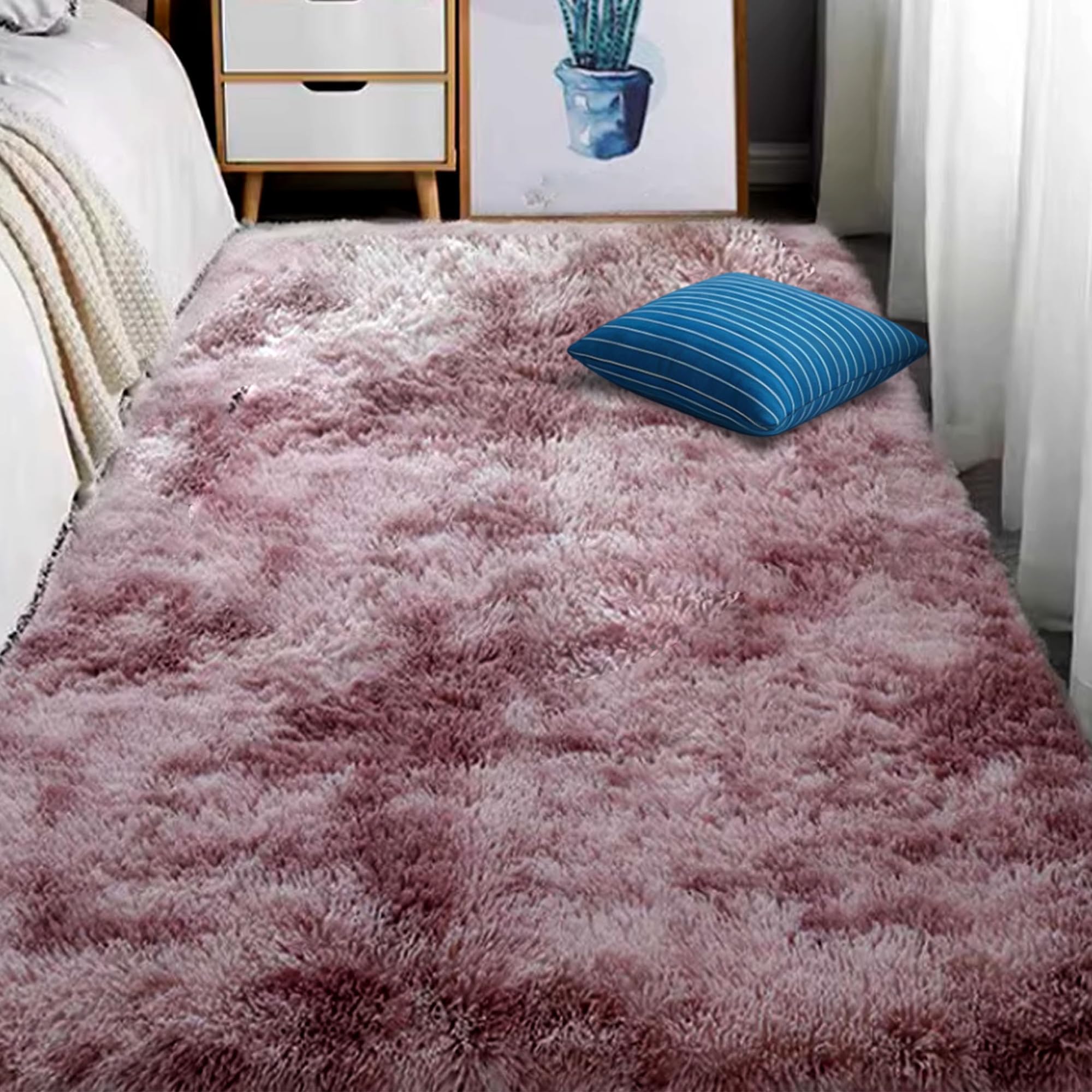 Tapis de salon antidérapant 130x200 cm rose pourpre doux pour éviter les glissades