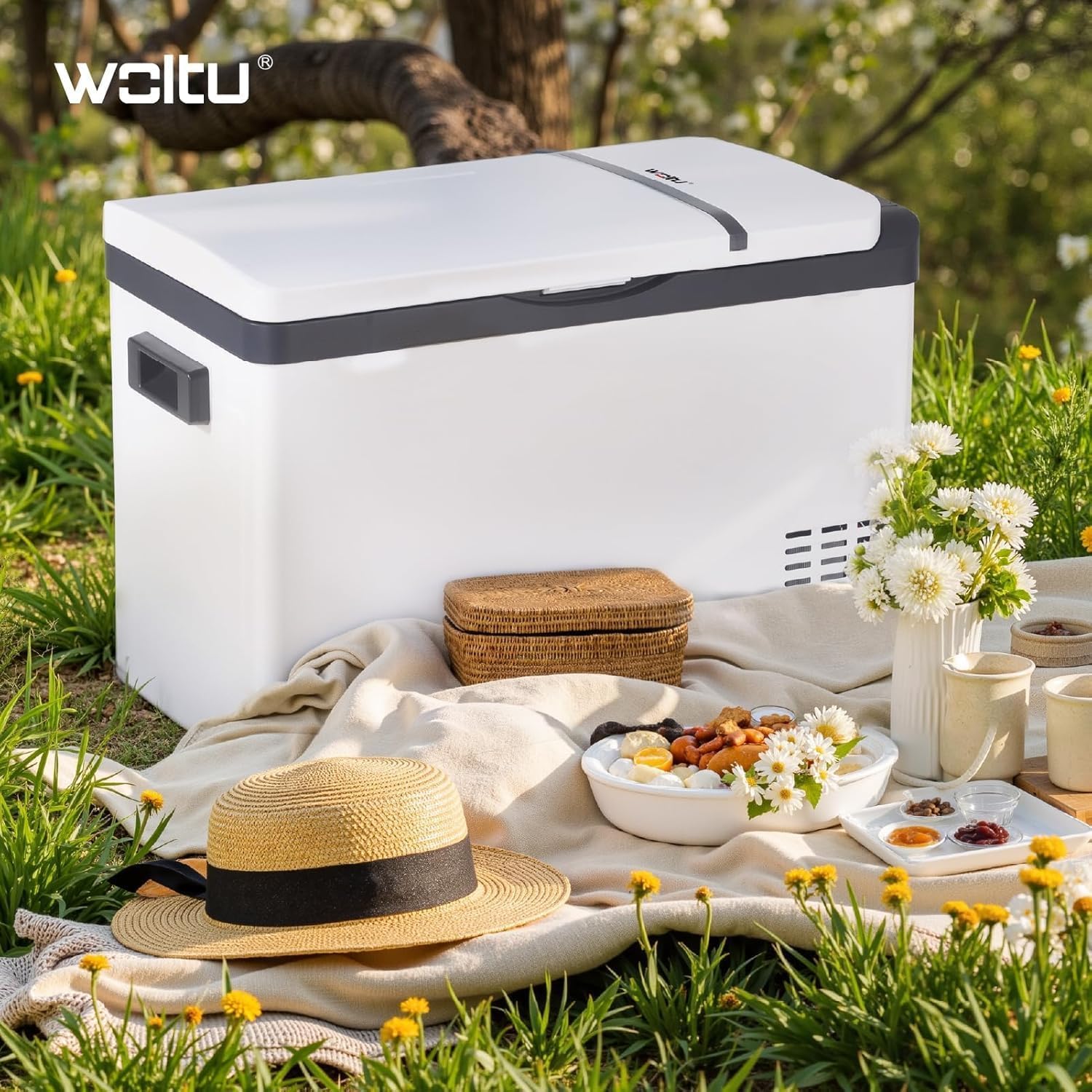 WOLTU Nevera Eléctrica para Coche 30L, Refrigerador Portátil Modo Eco, Congelador de Compresor DC 12/24 V, Mini Nevera Portátil para Camping, Viaje, Coche, Barco