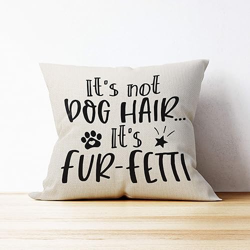 Miniatura 3 de Mancheng-zi Funda de almohada con texto en inglés "It's Not Dog Hair It's Fur Fetti", regalos divertidos para amantes de los perros, decoración