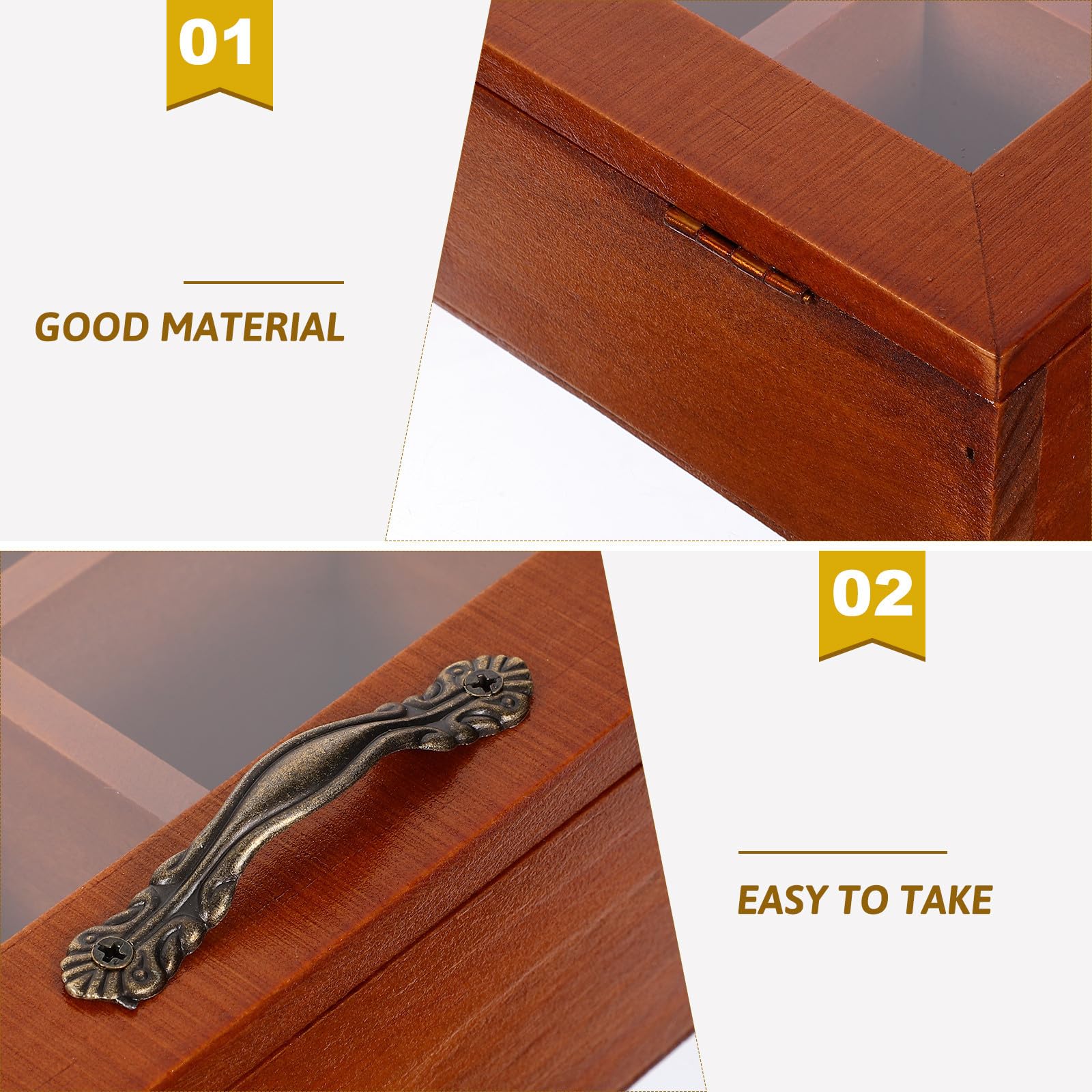 Caja de Almacenamiento de Madera Marrón con 12 Compartimentos para Bolsitas de Té, Diseño Elegante y Portátil para Área de Comedor y Decoración del Hogar
