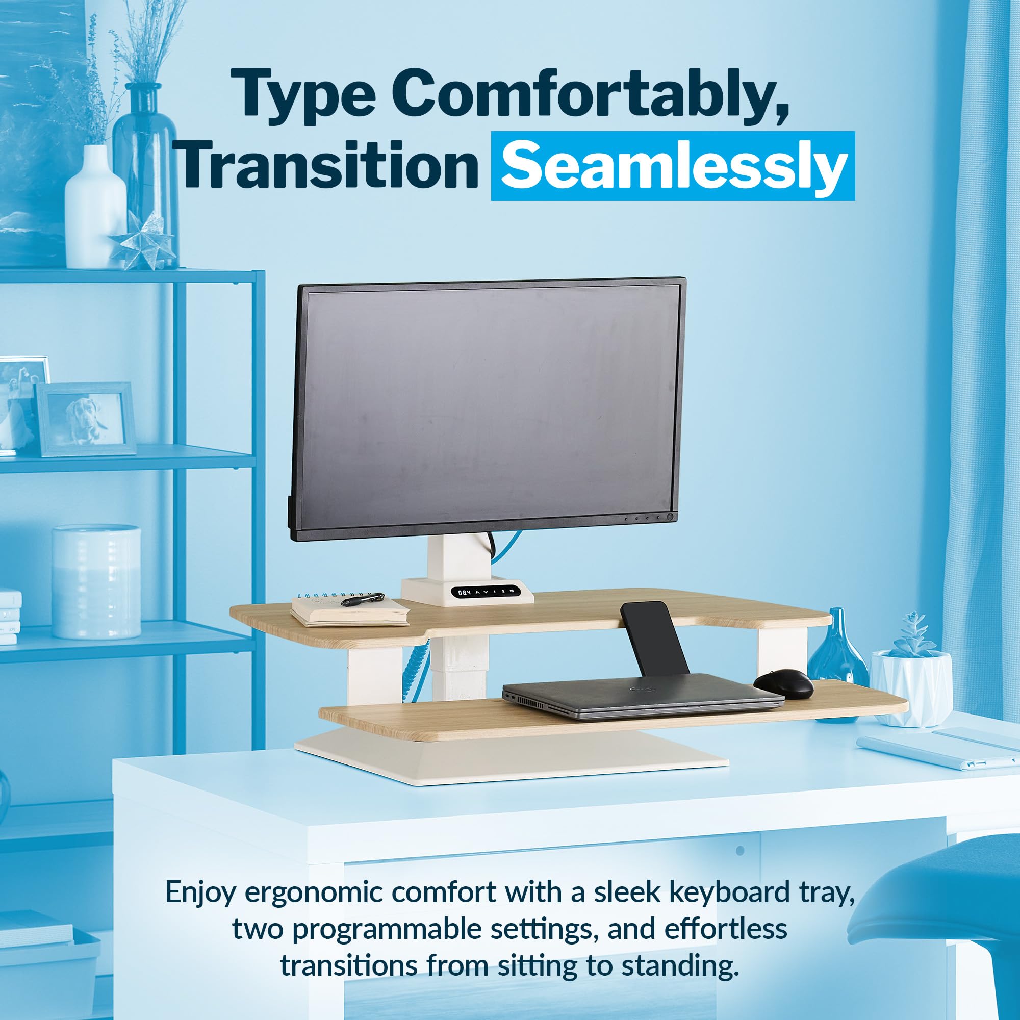 Vari VariDesk Premier Electric Converter - Standing Desk Height Adjustable Riser - Stand Up Converter for Home Office — view 7